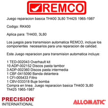 Juego reparacion basica TH400 3L80 TH425 1965-1987