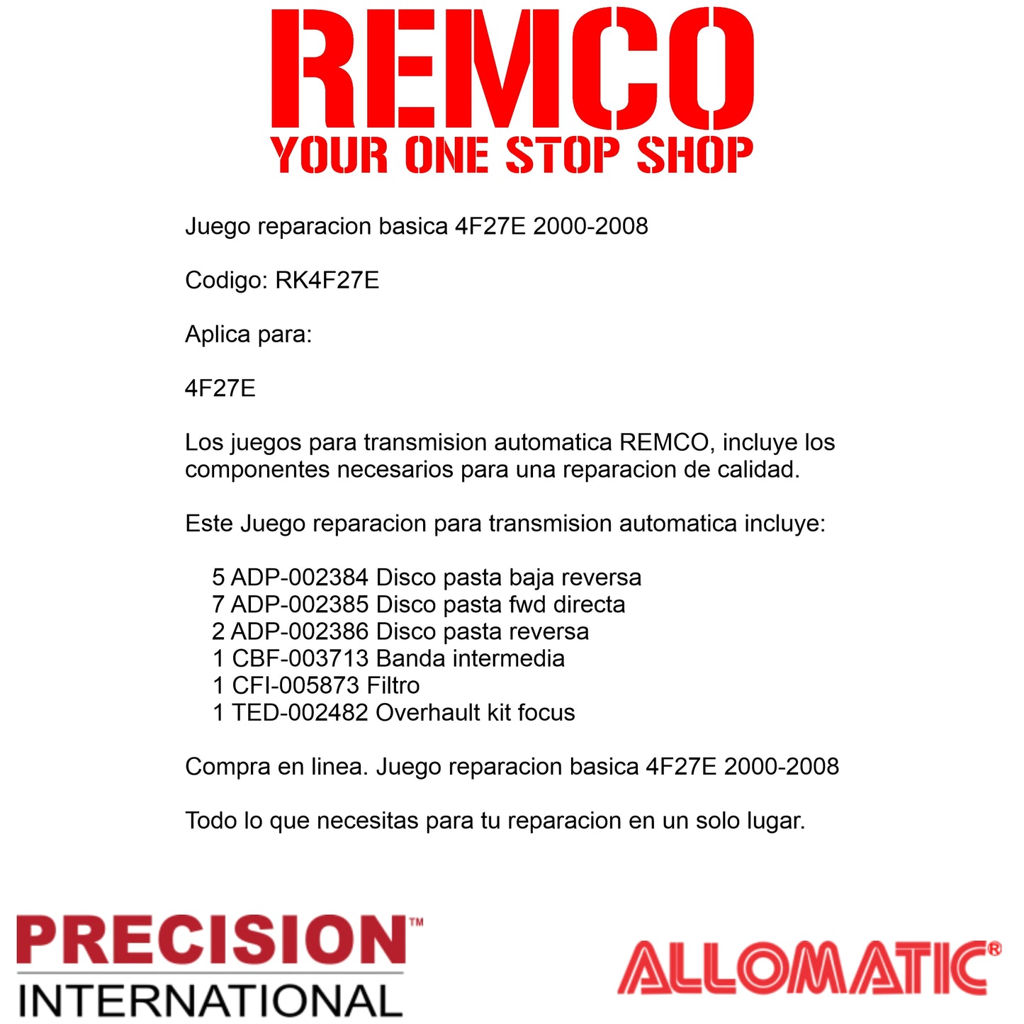 Juego reparacion basica 4F27E 2000-2008