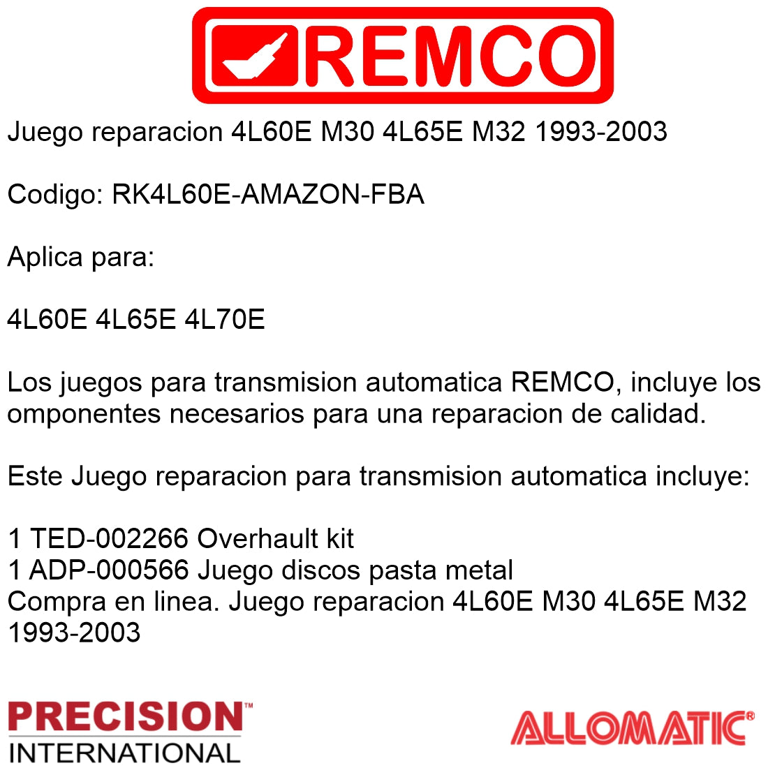 Juego reparacion 4L60E M30 4L65E M32 1993-2003