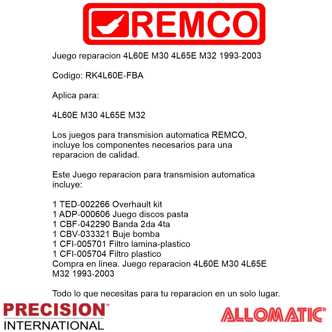 Juego reparacion 4L60E M30 4L65E M32 1993-2003
