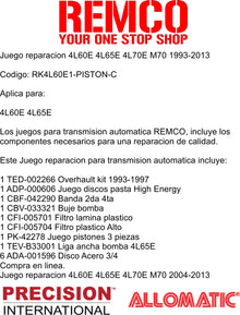 5 Juegos reparacion 4L60E 4L65E 4L70E M70 1993-2007