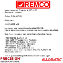 Juego reparacion Chevrolet 4L60E 97-03 Raybestos y pistones