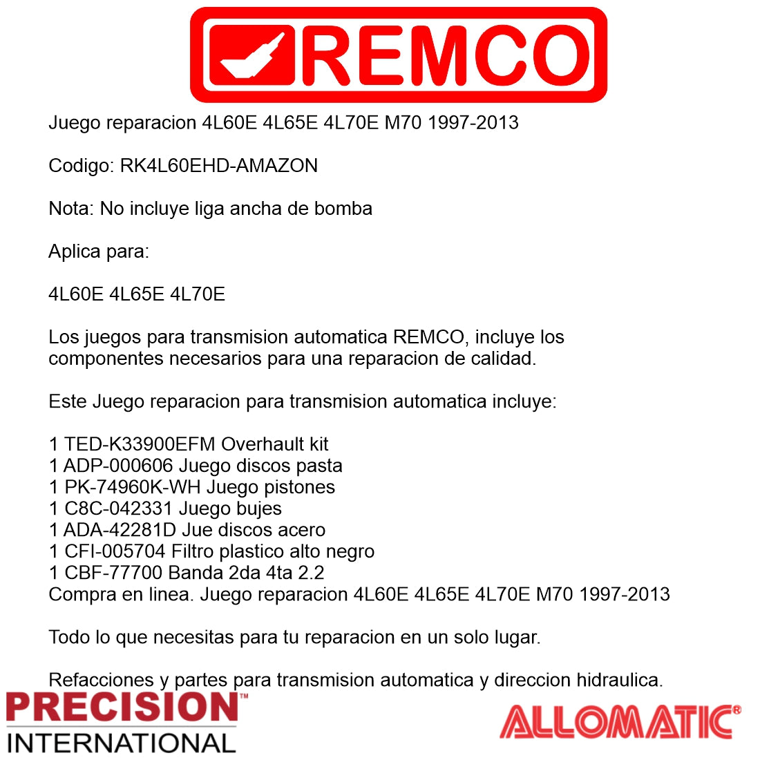 Juego reparacion basica 4L60E 4L65E M32 97-13