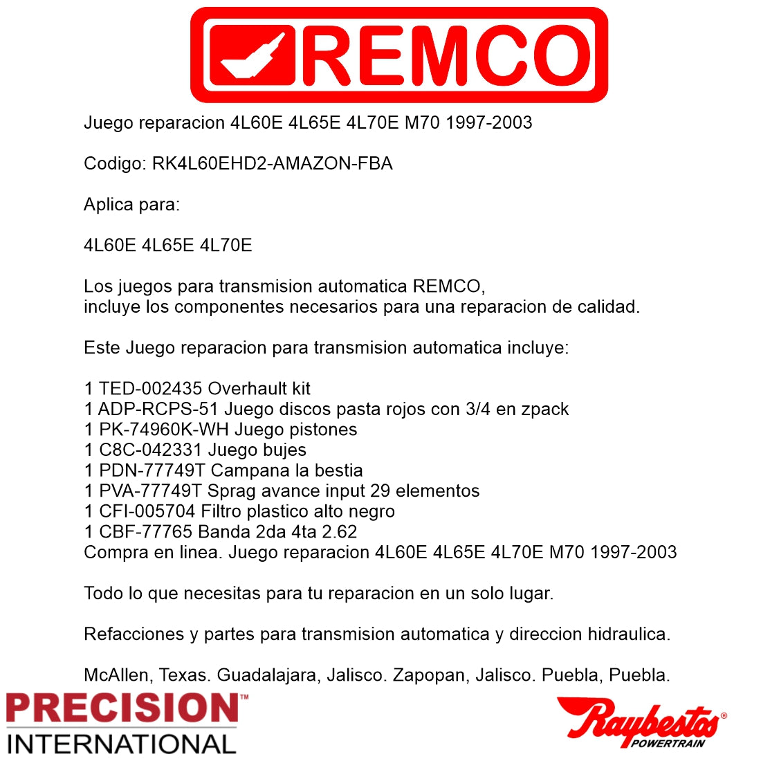 Juego reparacion 4L60E 4L65E 4L70E M70 1997-2003