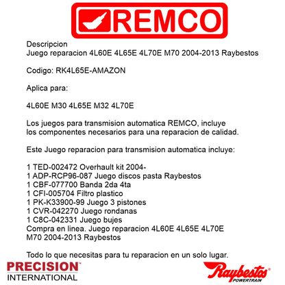 Juego reparacion 4L60E 4L65E 4L70E M70 2004-2013 Raybestos