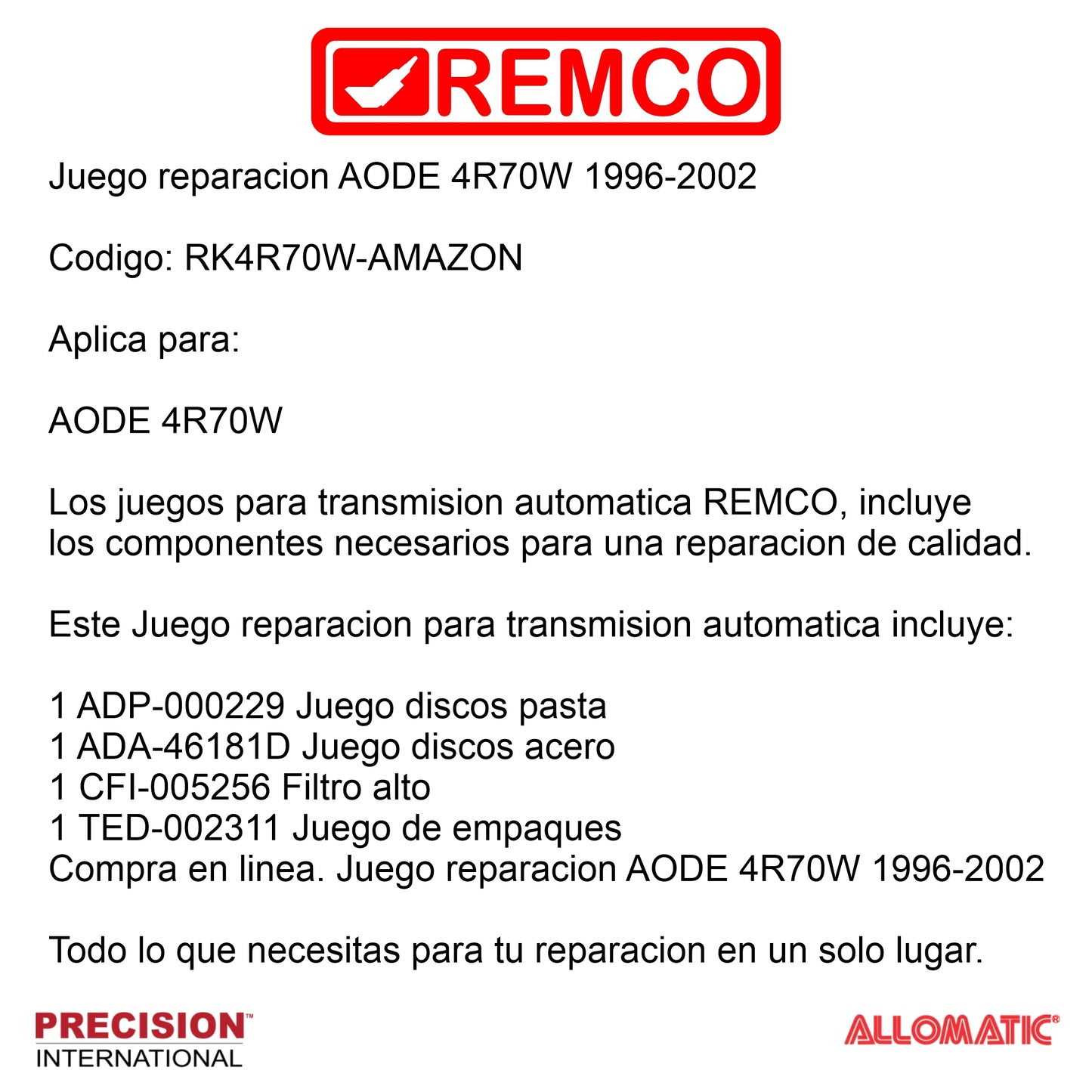 Juego reparacion AODE 4R70W 1996-2002