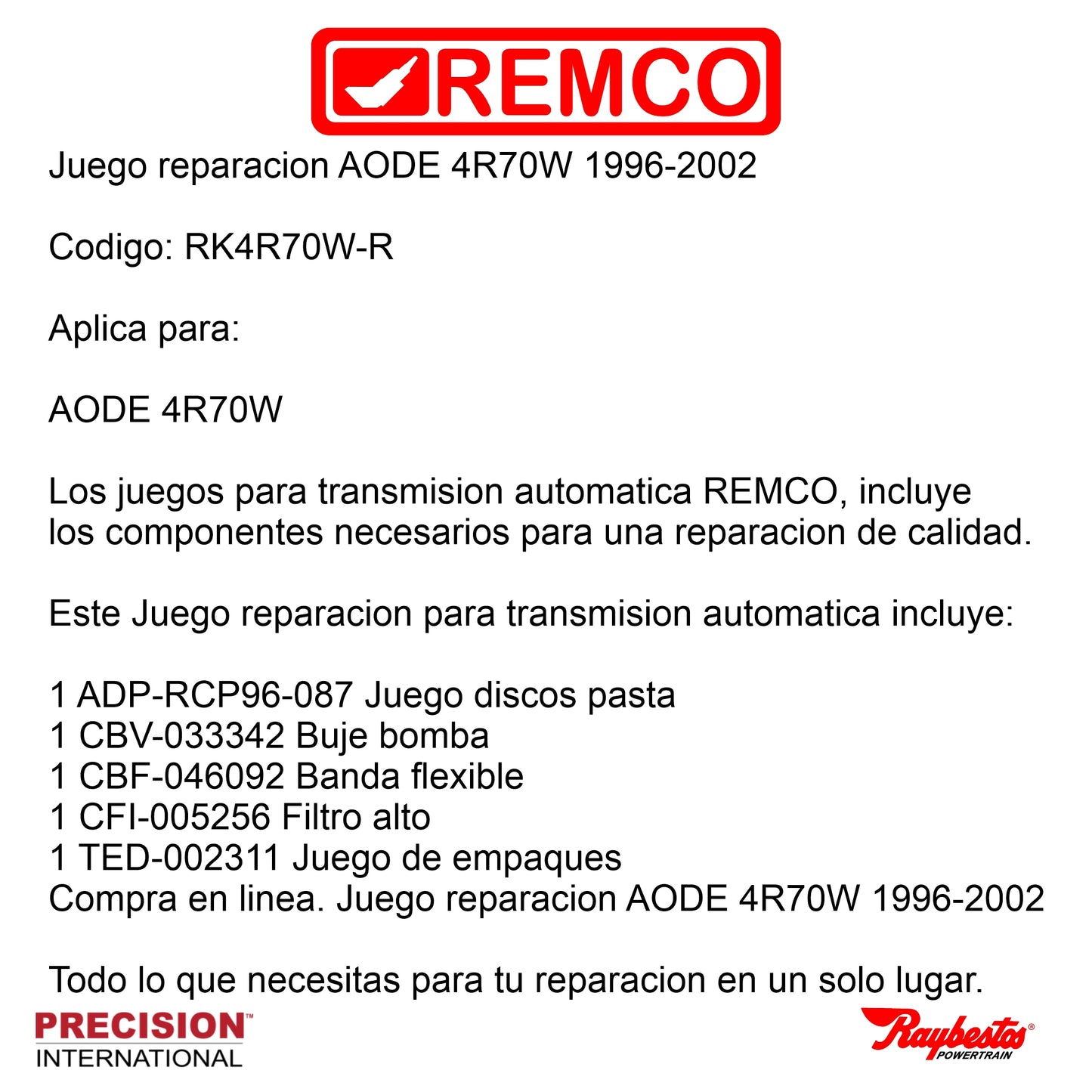 Juego reparacion AODE 4R70W 1996-2002
