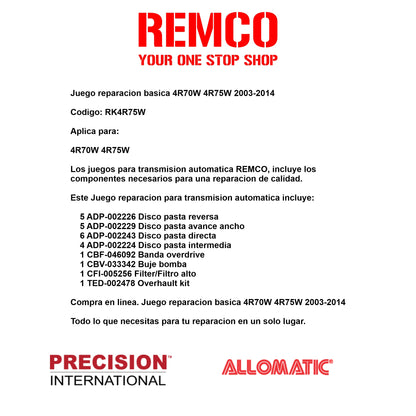 Juego reparacion basica 4R70W 4R75W 2003-2014