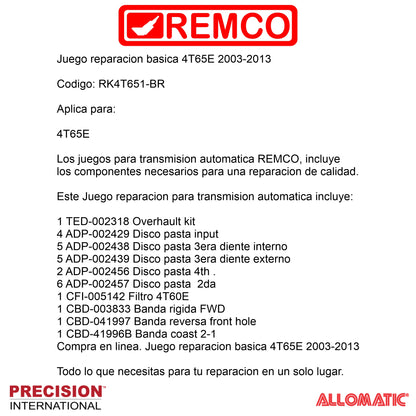 Juego reparacion basica 4T65E 2003-2013