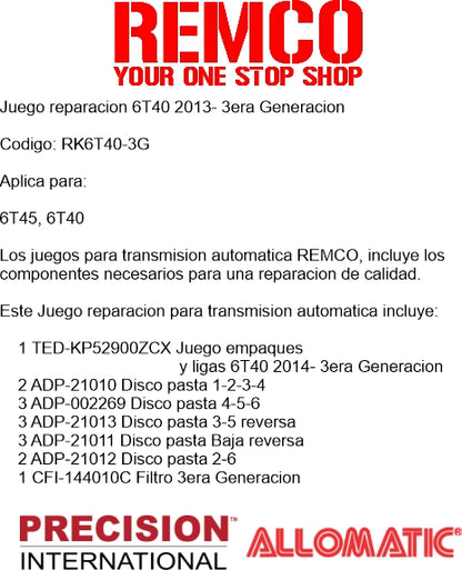 Juego reparacion 6T40 2013- 3era Generacion