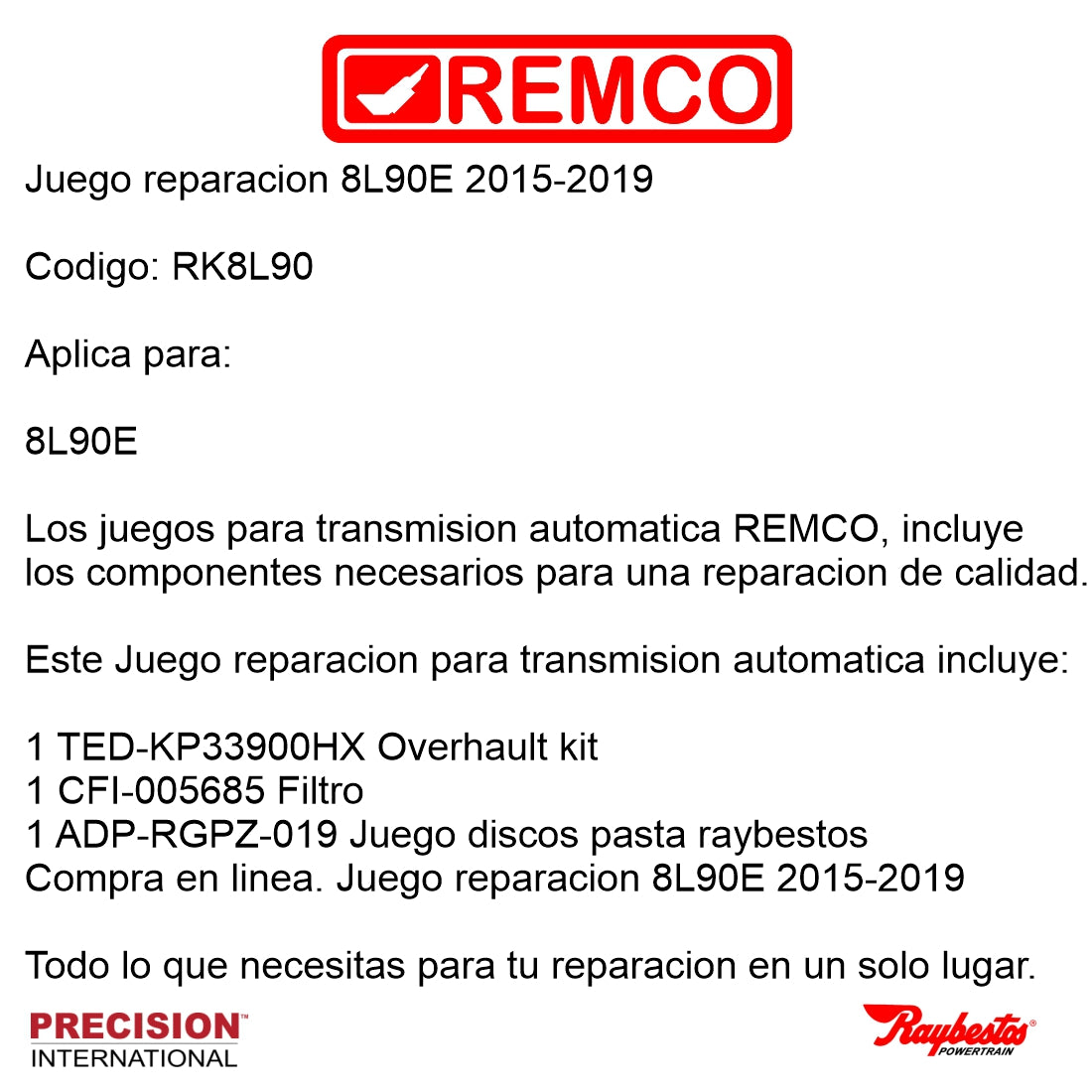 Juego reparacion 8L90E 2015-2019 RGPZ