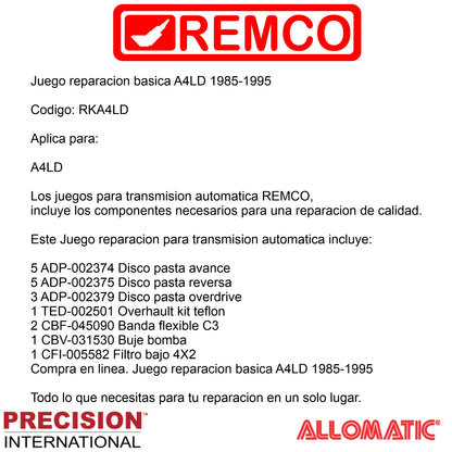 Juego reparacion A4LD 1985-1994 filtro bajo