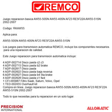 Juego reparacion basica AW55-50SN AW55-40SN AF23 RE5F22A AW55-51SN 2002-2007