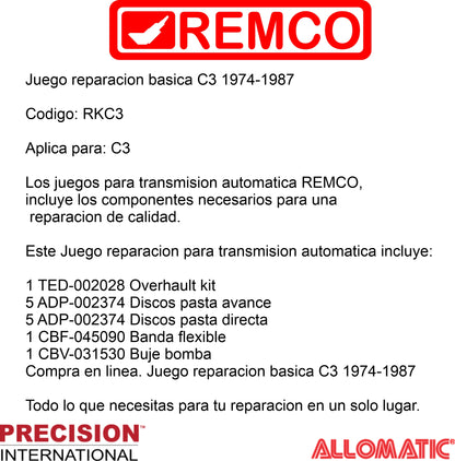 Juego reparacion basica C3 1974-1987