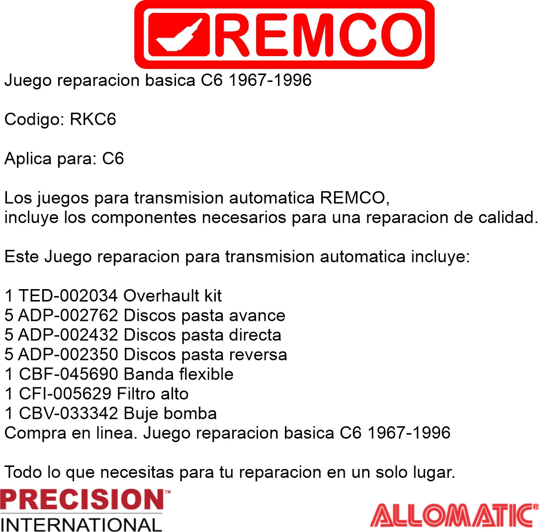 Juego reparacion basica C6 1967-1996