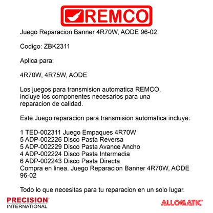 Juego Reparacion Banner 4R70W AODE 96-02