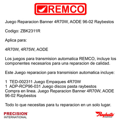 Juego Reparacion Banner 4R70W AODE 96-02 Raybestos