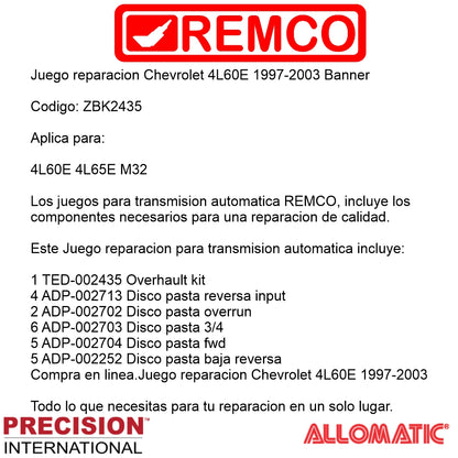 Juego reparacion Chevrolet 4L60E 1997-2003 Banner