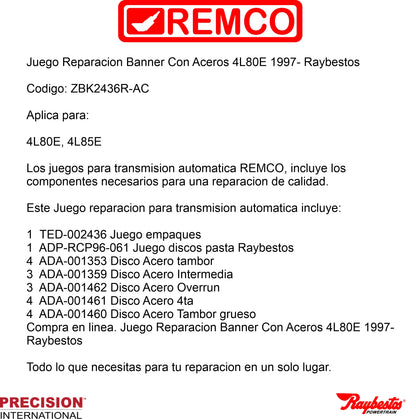 Juego Reparacion Banner Con Aceros 4L80E 1997- Raybestos