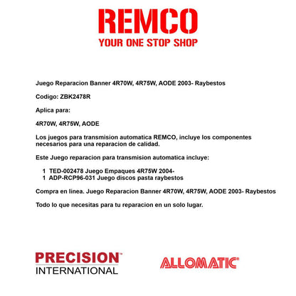 Juego Reparacion Banner 4R70W 4R75W AODE 2003- Raybestos