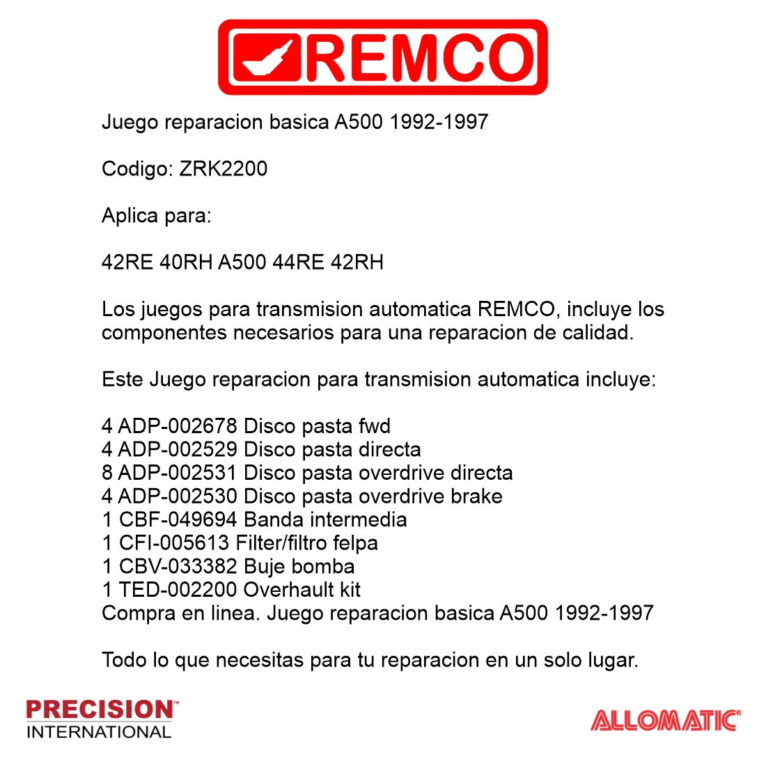 Juego reparacion basica A500 1992-1997