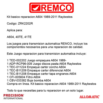 Kit basico reparacion A604 1989-2011 Raybestos