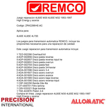 Juego reparacion 4L60E M30 4L65E M32 1993-1997 Basico High Energy y aceros