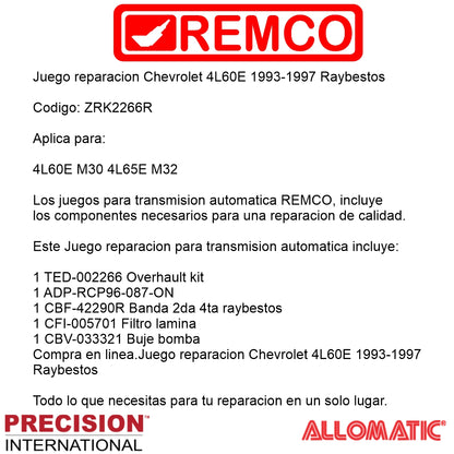 Juego reparacion Chevrolet 4L60E 1993-1997 Raybestos