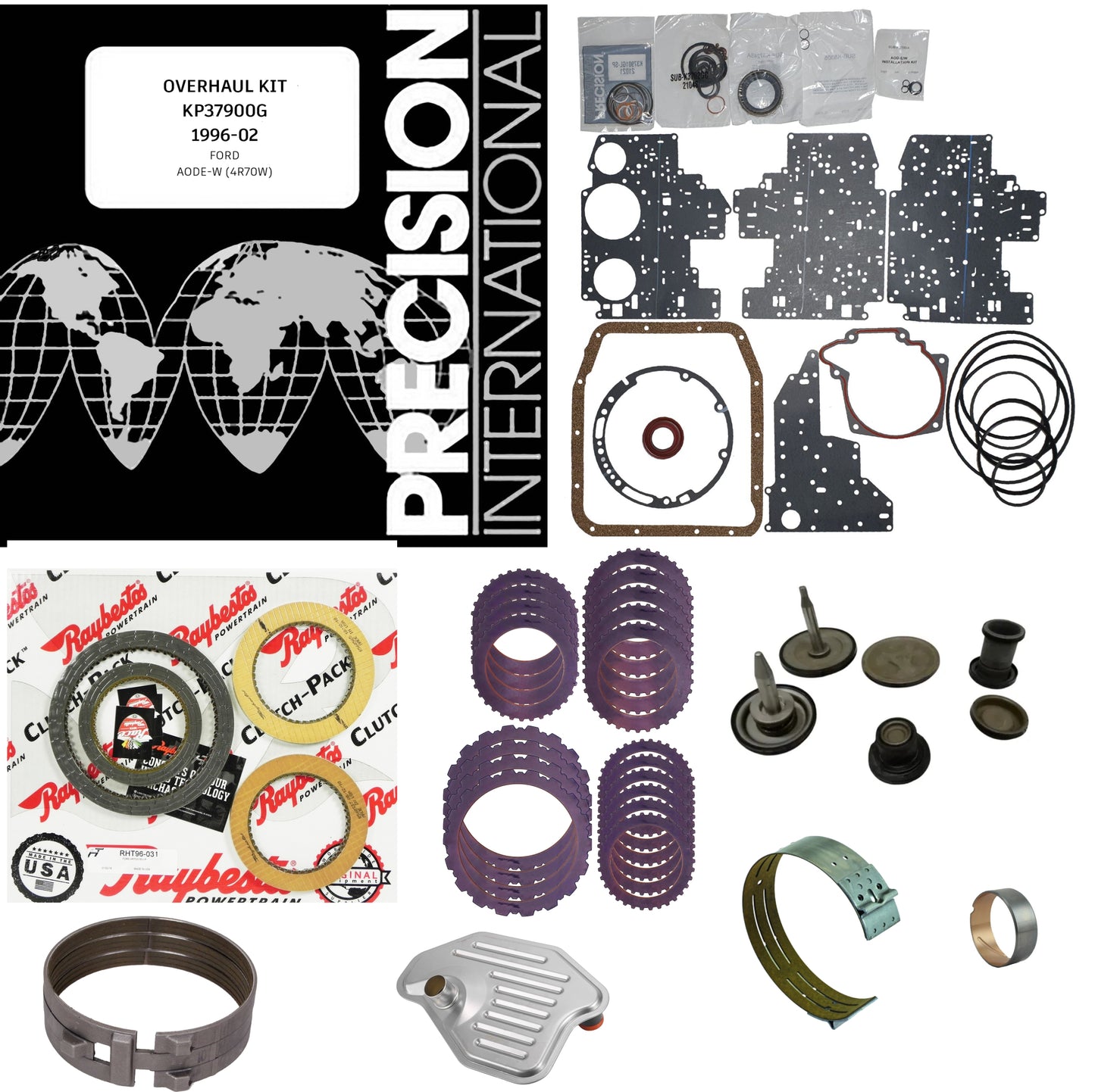 Juego reparacion pistones banda reversa aceros 4R70W AODE 96-02 Raybestos
