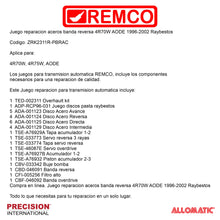 Juego reparacion pistones banda reversa aceros 4R70W AODE 96-02 Raybestos