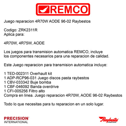 Juego reparacion 4R70W AODE 96-02 Raybestos