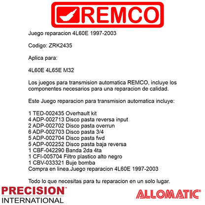 Juego reparacion Chevrolet 4L60E 1997-2003