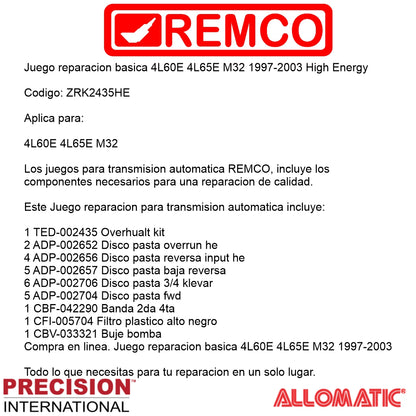 Juego reparacion basica 4L60E 4L65E M32 1997-2003 High Energy