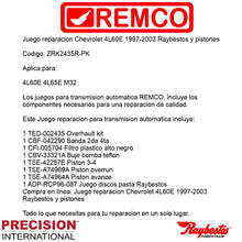 Juego reparacion Chevrolet 4L60E 1997-2003 Raybestos y pistones