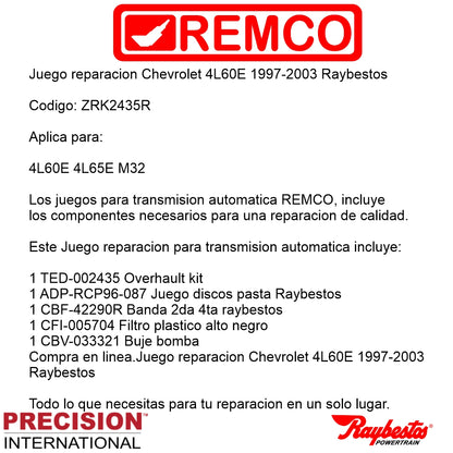 Juego reparacion Chevrolet 4L60E 1997-2003 Raybestos