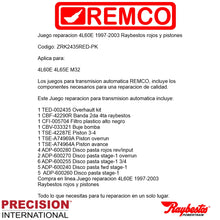 Juego reparacion 4L60E 1997-2003 Stage1 Raybestos rojos y pistones