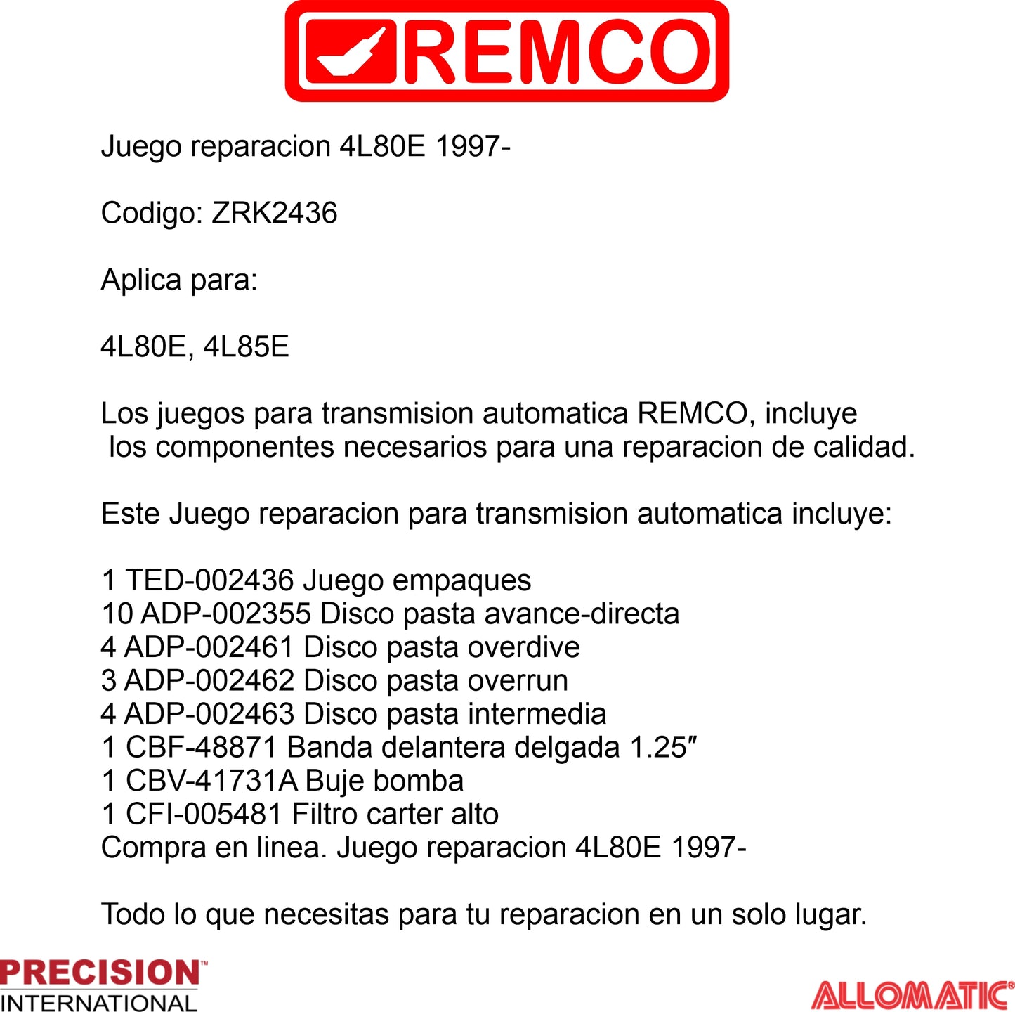 Juego reparacion 4L80E 1997-
