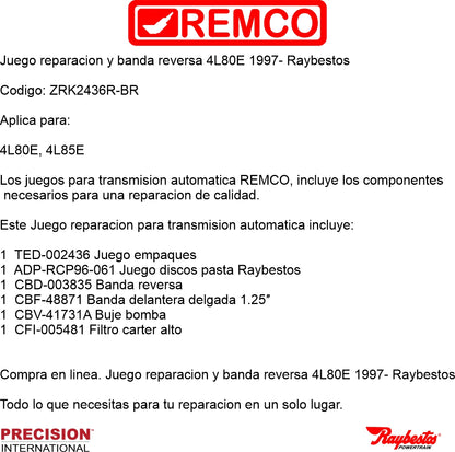 Juego reparacion y banda reversa 4L80E 1997- Raybestos