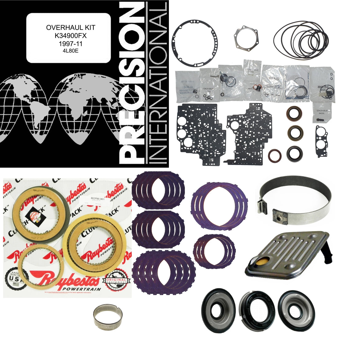 Juego reparacion con pistones y discos acero 4L80E 1997- Raybestos