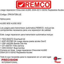 Juego reparacion Chevrolet 4L60E 2004-2013 GEN2 Raybestos Azules
