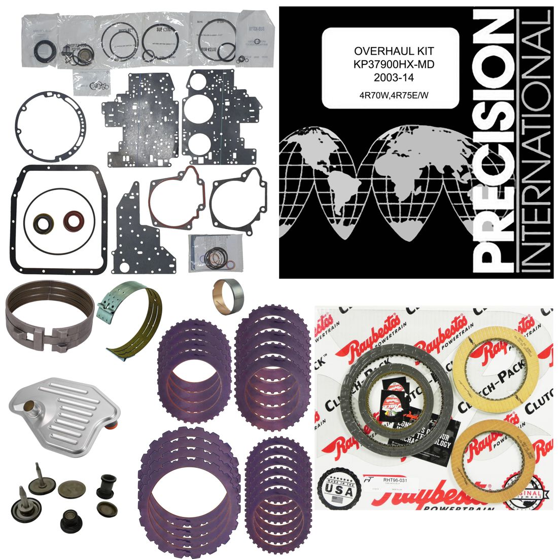 Juego reparacion con pistones banda reversa y discos acero 4R75W 2003- Raybestos