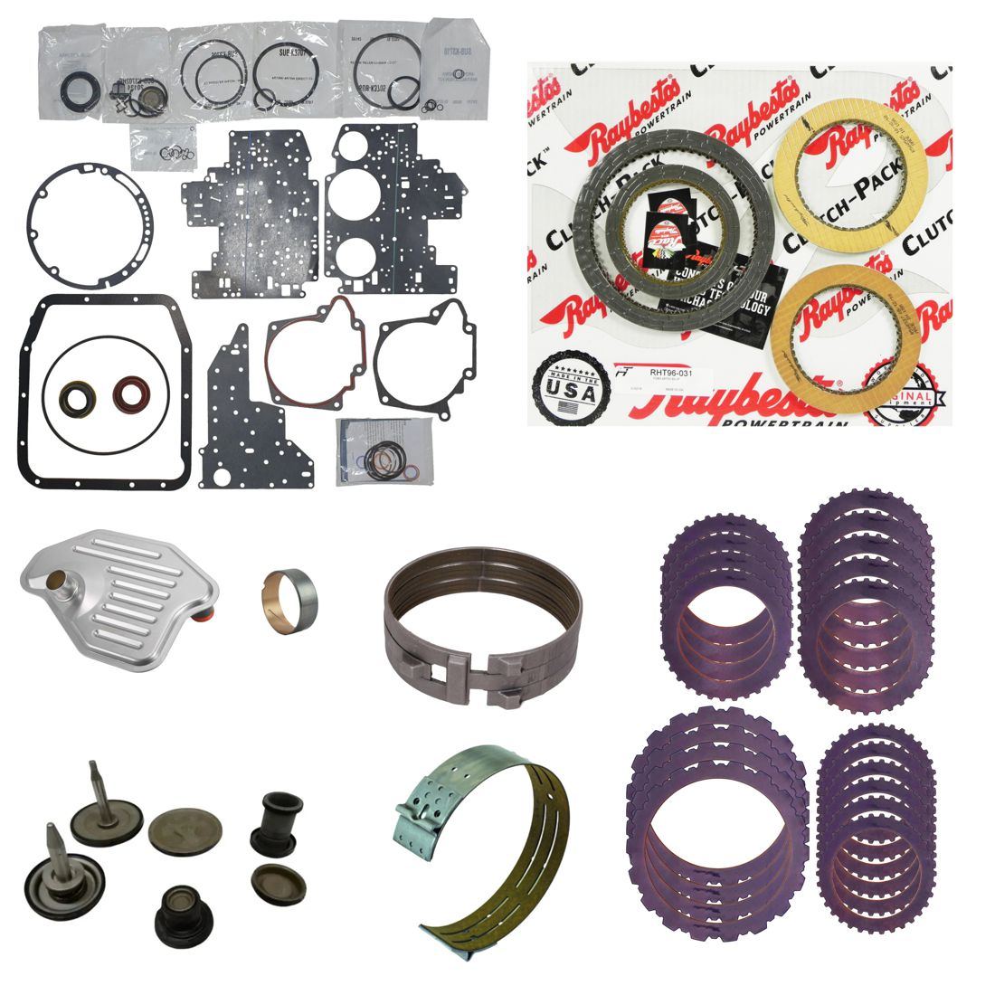 Juego reparacion con pistones banda reversa y discos acero 4R75W 2003- Raybestos