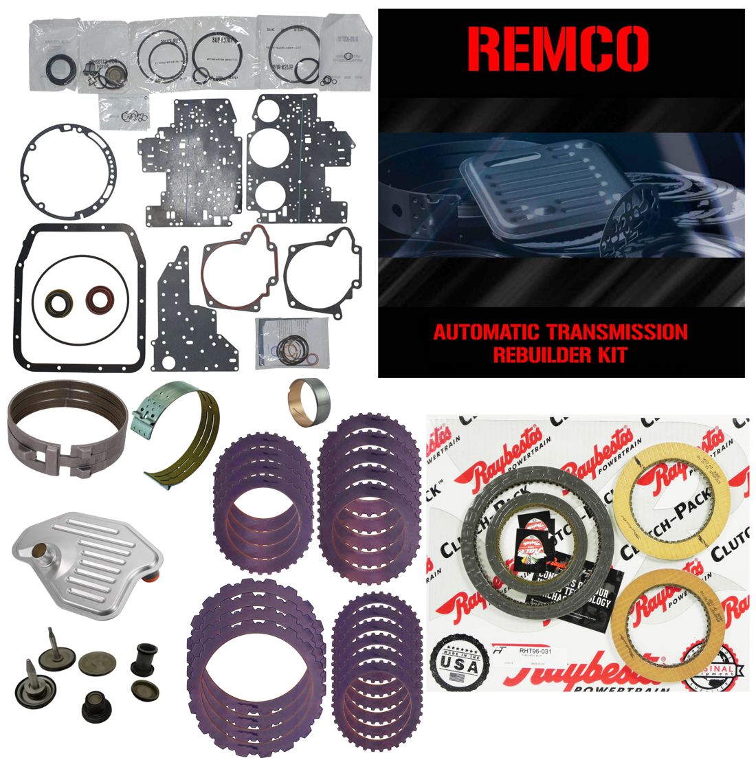 Juego reparacion con pistones banda reversa y discos acero 4R75W 2003- Raybestos