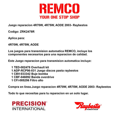 Juego reparacion 4R70W 4R75W AODE 2003- Raybestos
