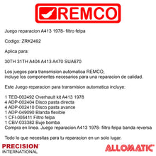Juego reparacion A413 1978- filtro felpa