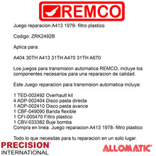 Juego reparacion A413 1978- filtro plastico