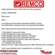 Juego reparacion A4LD Raybestos 1985-1994 filtro alto