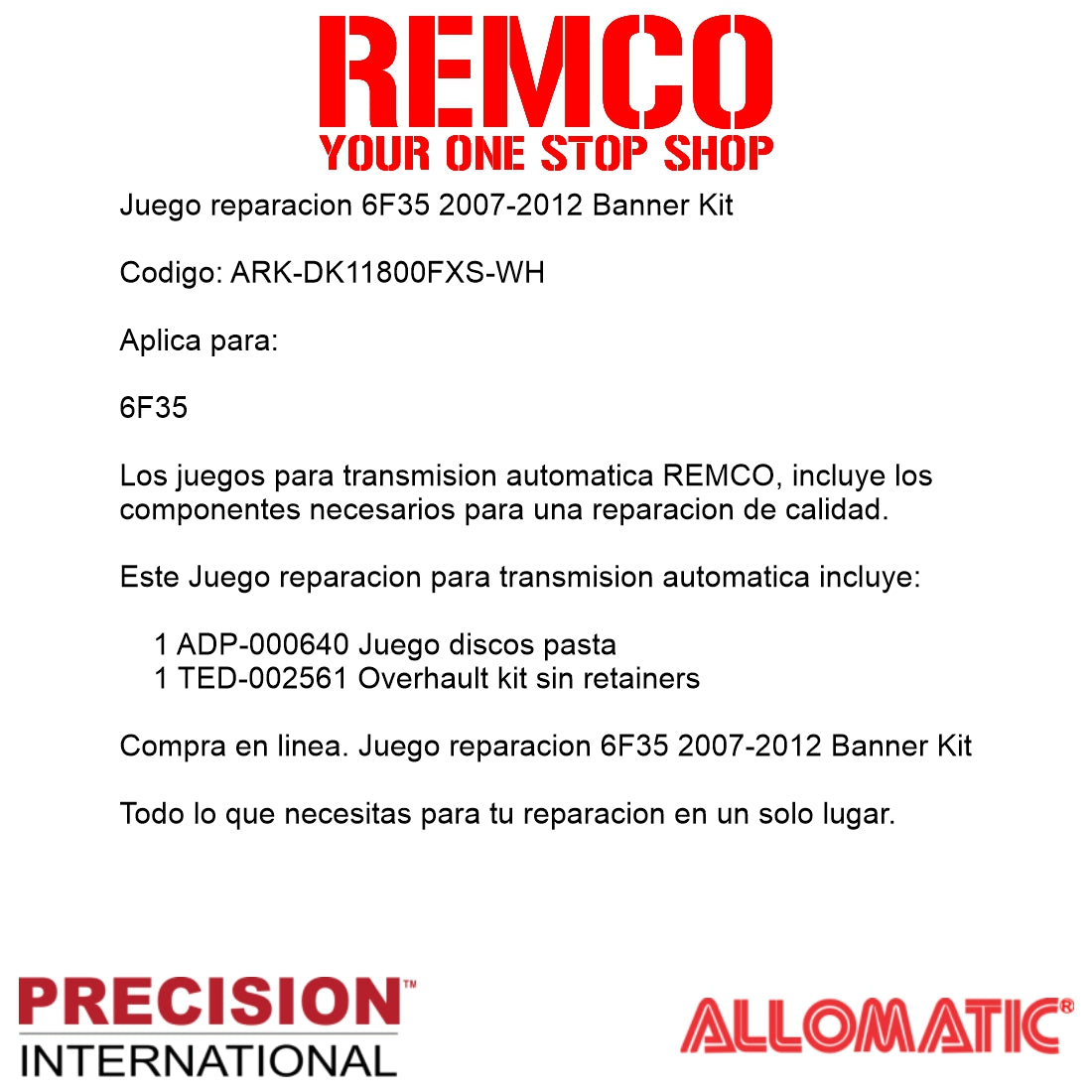 Juego reparacion 6F35 2007-2012 Banner Kit