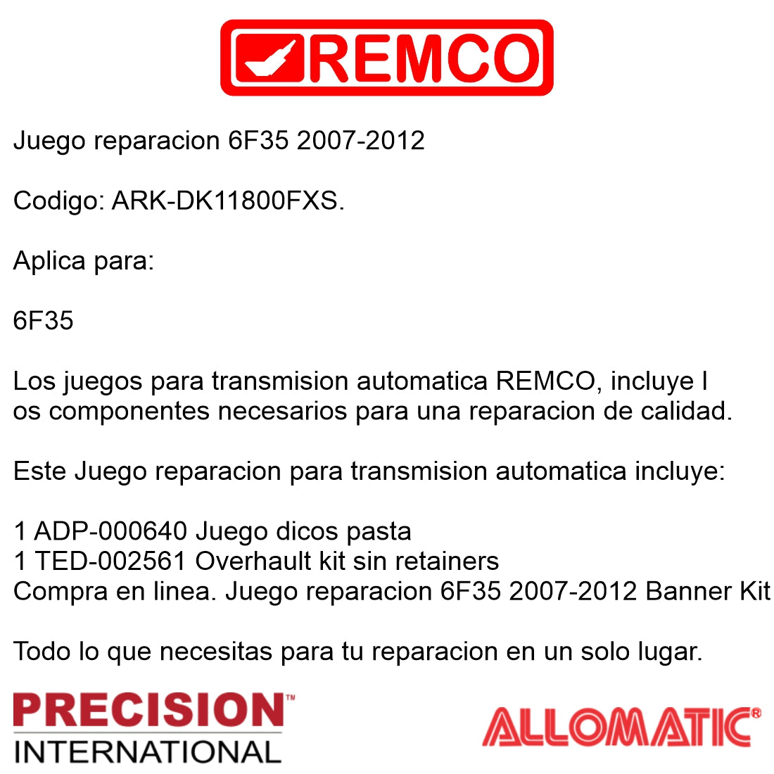 Juego reparacion 6F35 2007-2012 Banner Kit