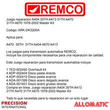 Juego reparacion A404 30TH A413 31TH A470 31TH A670 1978-2002 Master Kit